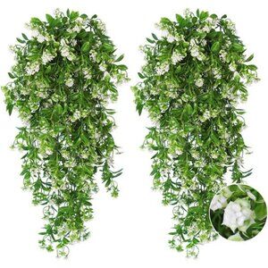 2Pcs Hanging Flower Artificial Vine Hanging Plants Greenery Faux